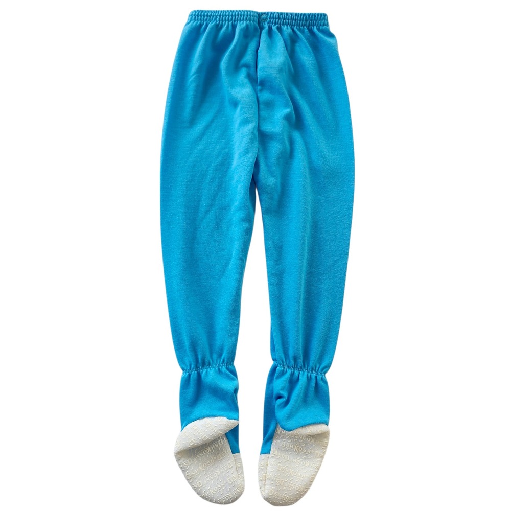 Vintage OshKosh Bgosh Toddler Kids 3T Blue Cat Meow Snap Waist Footed Pajama Set - Picture 6 of 7
